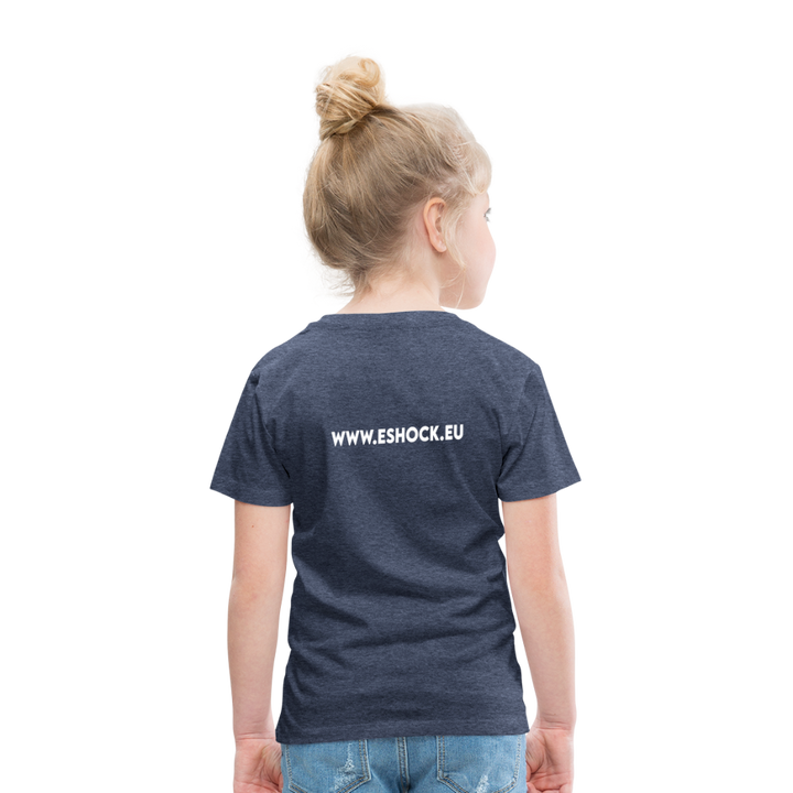 Kinderen Premium T-shirt met website op rug - blauw gemêleerd