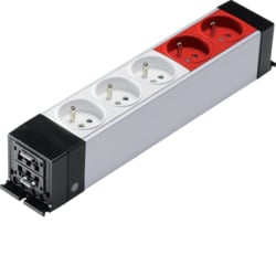 Hager - Stopcontactblok 3 x 230V 2P+A en 2 x 230V 2P+A m. polarisatie, met snelbev. - NRF0023D00-E⚡shock