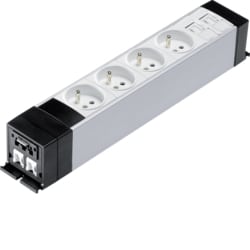 Hager - Stopcontactblok 4 x 230V 2P+A met snelbev., 2 x RJ45 Cat 6 UTP patch/patch - NRF4204D00-E⚡shock