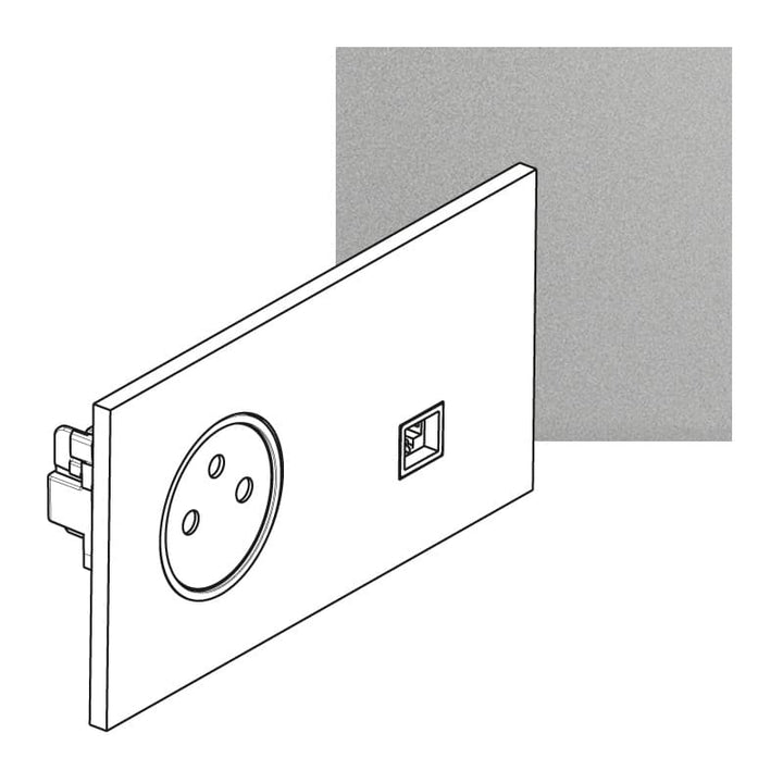 Legrand - ART Stopcontact 2P+A + RJ45 FTP épure Satijn staal - AR67538-E⚡shock