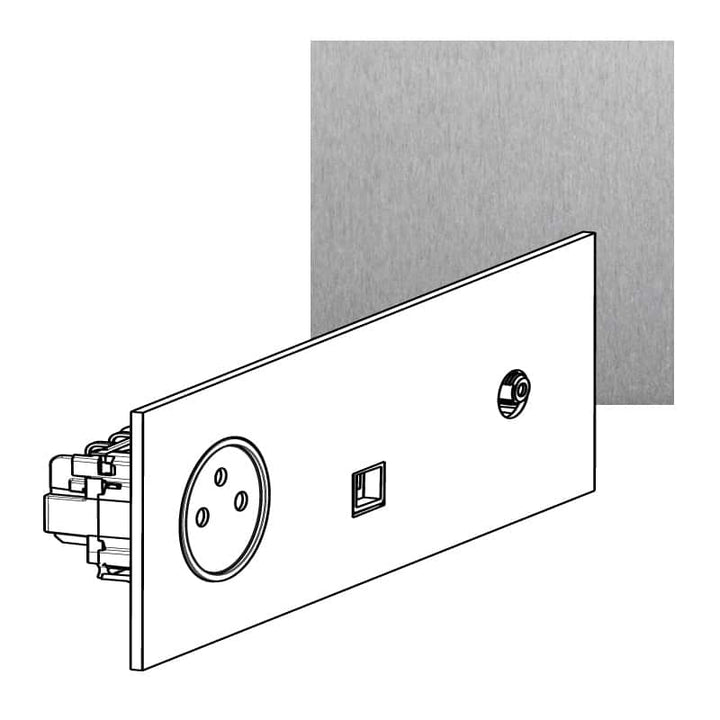 Legrand - ART Stopcontact 2P+A +TV +RJ45 FTP épure Geborsteld staal - AR67437-E⚡shock