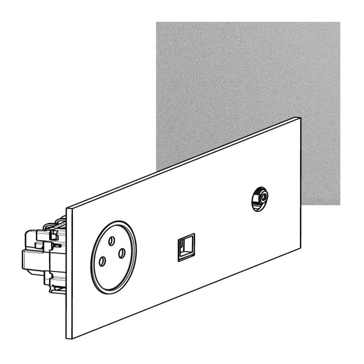 Legrand - ART Stopcontact 2P+A +TV +RJ45 FTP épure Satijn staal - AR67537-E⚡shock