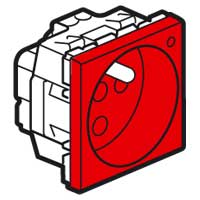 Legrand - Mosaic Stopcontact 2P+A +verklikker 10/16A 250V 2 mod. rood polar - 077115-E⚡shock