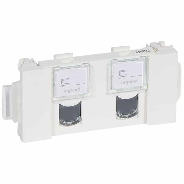 Legrand - Mosaic stopcontact 2XRJ45 CAT5E utp 1 module wit dlp klik-in - 076541-E⚡shock