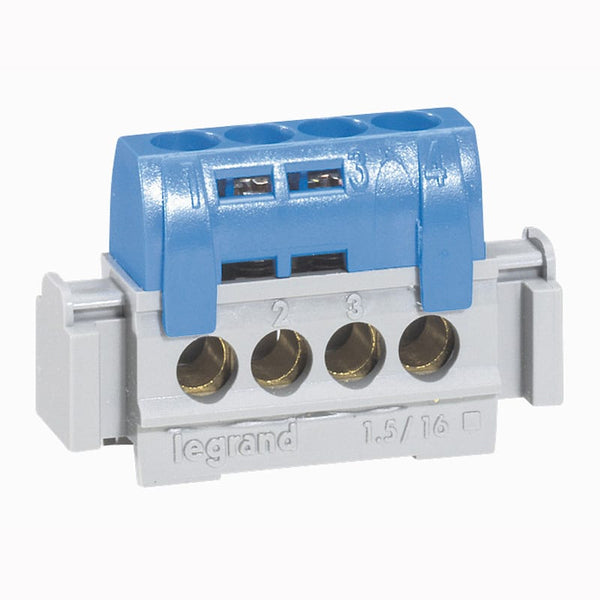 Legrand - Nulleiderklemmenblok - 47 mm IP2x - 4x16mm² - blauw - 004840-E⚡shock